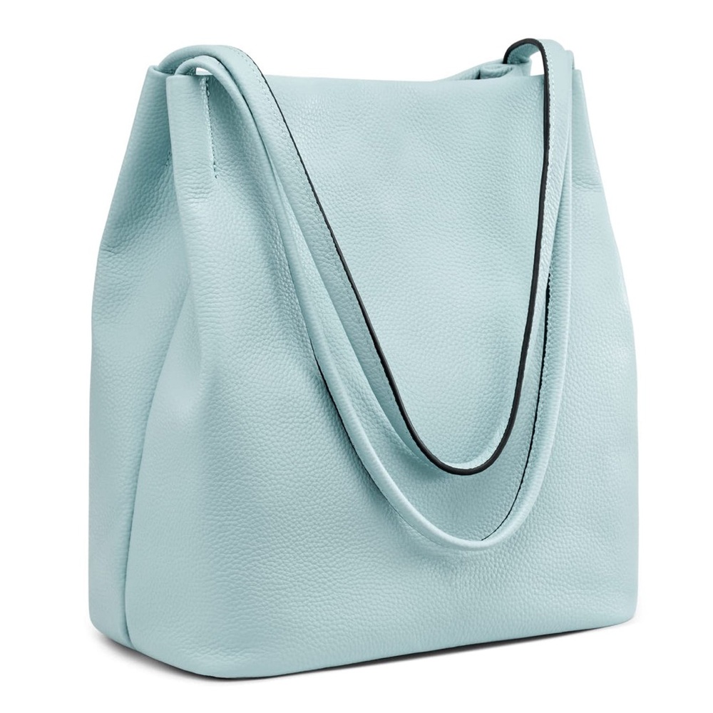 Kattee Genuine Leather Tote Bag - Sky Blue - NWOT